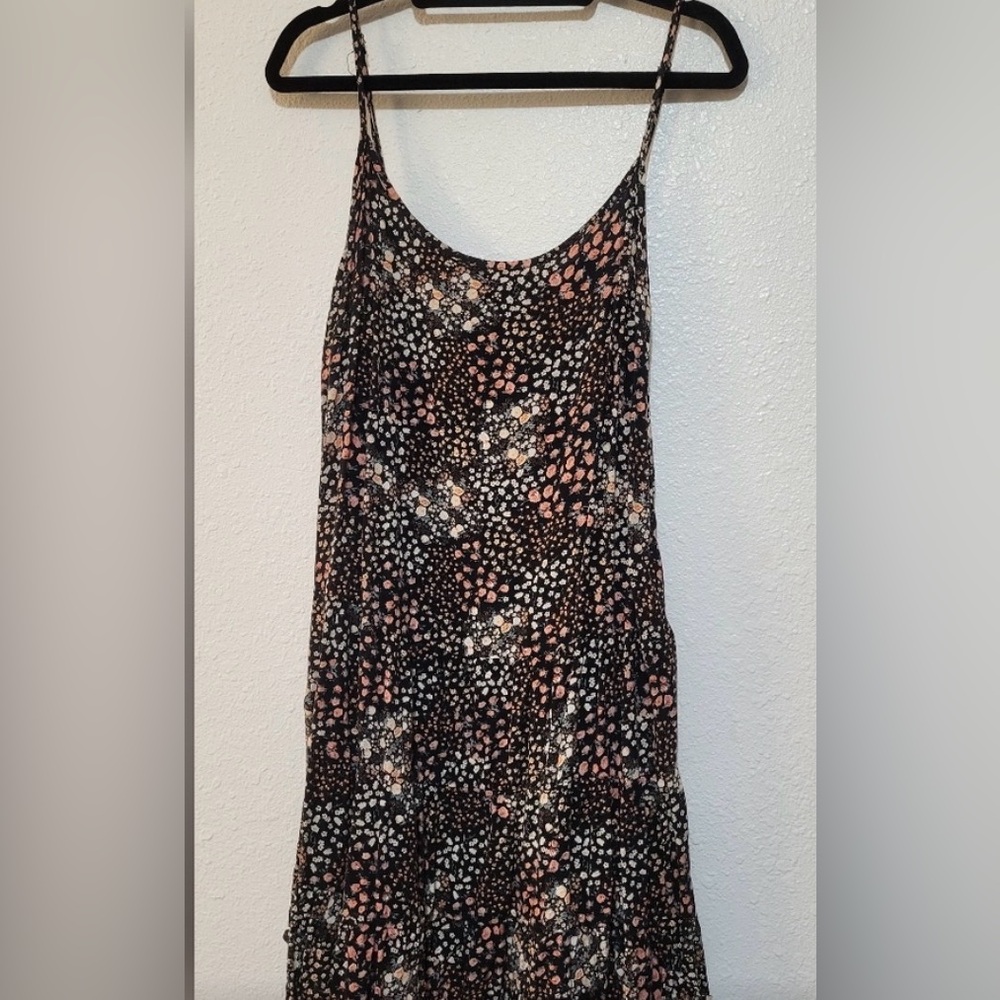 Wild fable, floral black, white, coral flowy dress, cami, size XXL